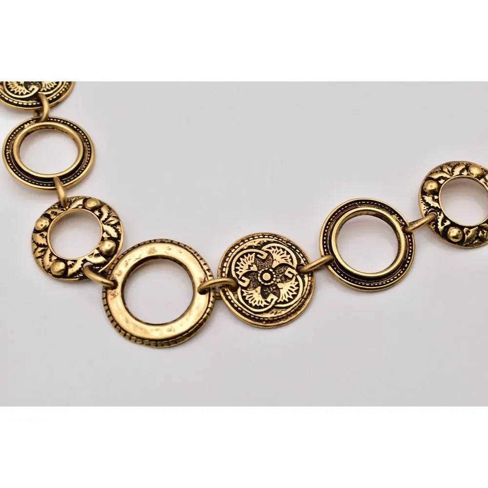 The Limited Vintage Brushed Antiqued Gold Medallion Chain Belt 30